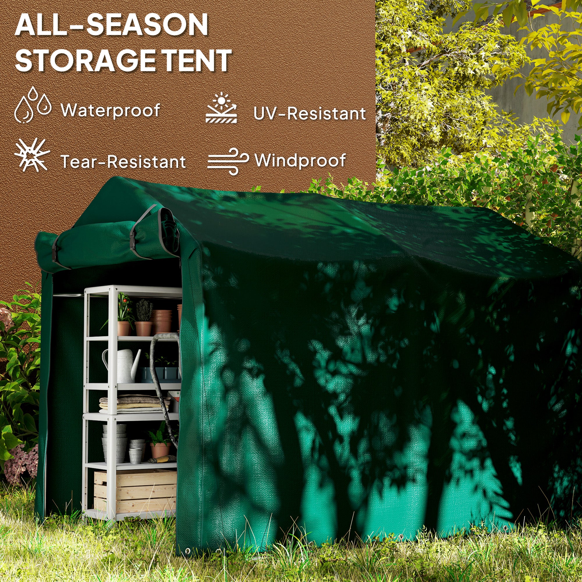 Outdoor Storage Shed, UV Resistant Bike Tent with Roll-up Zipper Door, Portable Shed for Bike, Motorcycle, Dark Grey