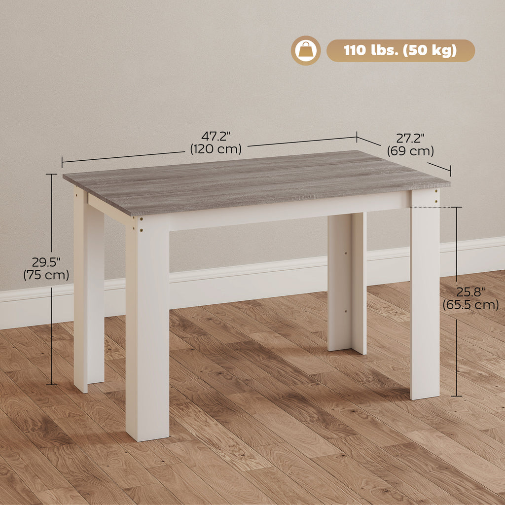 47" Kitchen Table for 4-6 People, Dining Table with Wood Effect for Dining Room, Oak