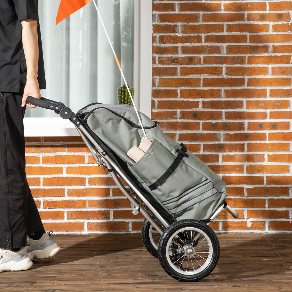 Soozier Bike Trailer, Bicycle Cargo Trailer with 12" Wheels, Reflective Strips, Outdoor Wagon Carrier with Aluminum Frame