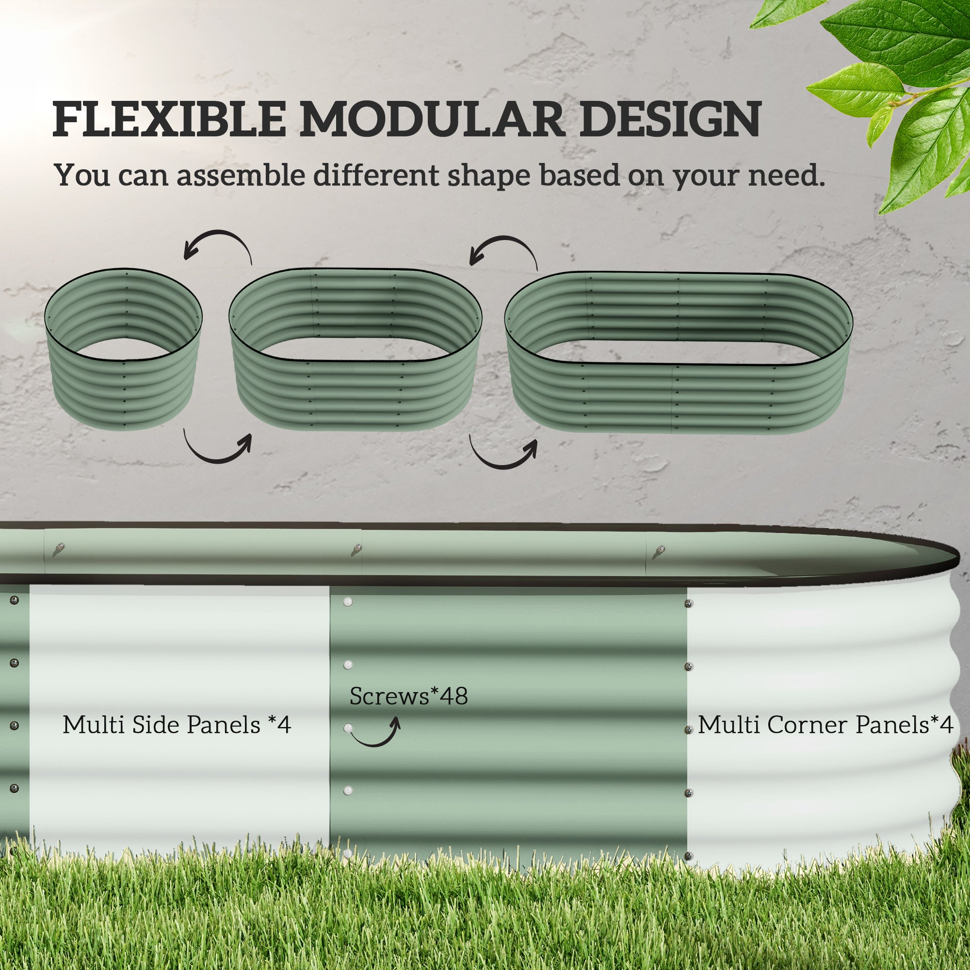 6.5 x 2 x 1.5 FT Galvanized Steel Raised Garden Bed, Metal Garden Bed Planter Box with Safety Edging, Green