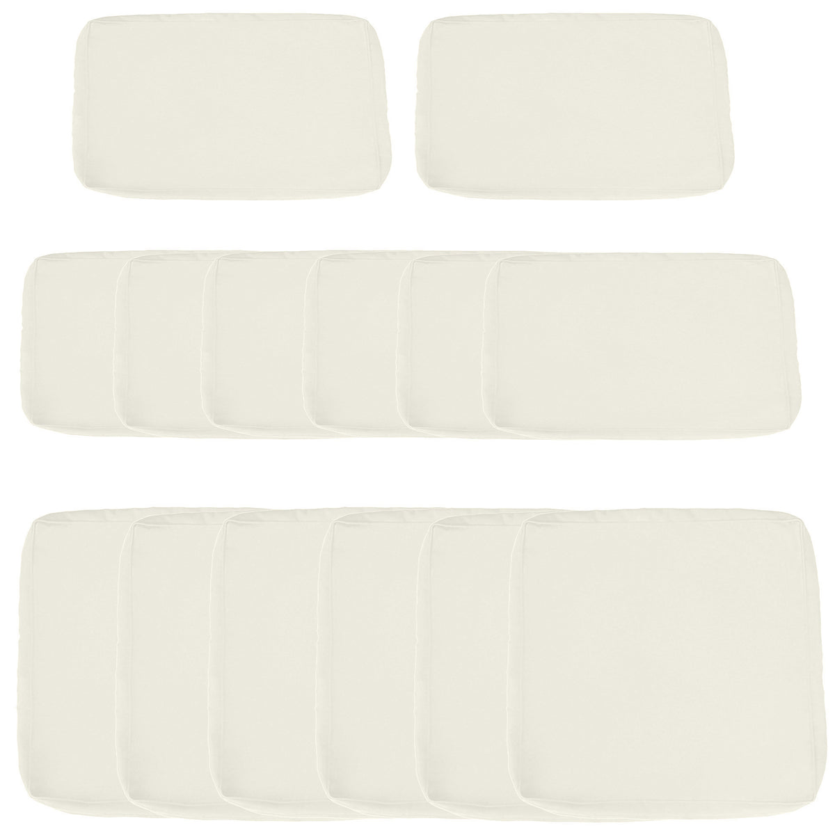 Outdoor 14pc Patio Rattan Sofa Set Cushion Polyester Cover Replacement Set - No Cushion Included, Cream White