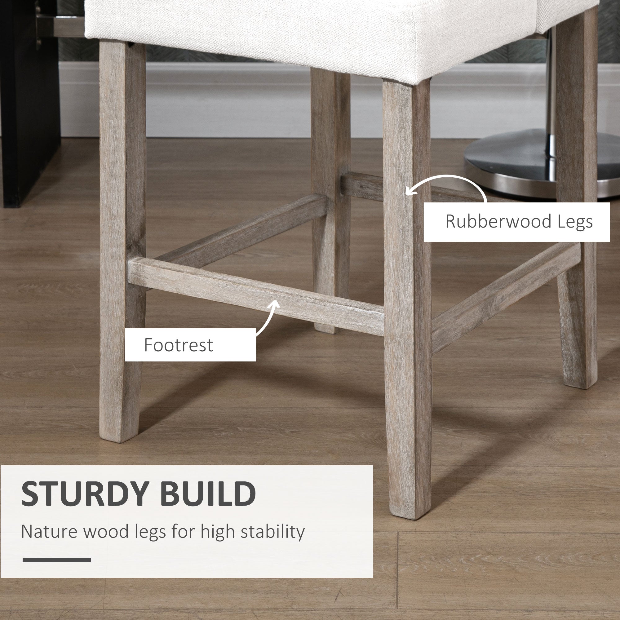 Modern Counter Bar Stools Tufted Upholstered Counter Chairs Set of 2 for Kitchen, Beige