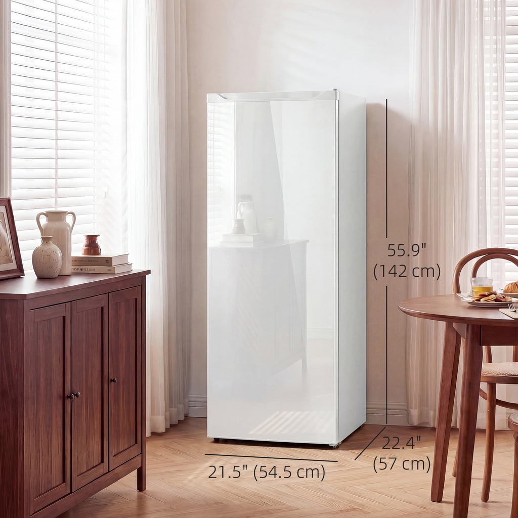 7.0 Cu.Ft Upright Freezer, Compact Stand Up Freezer with 6 Adjustable Shelves, Reversible Door for Home Office, White