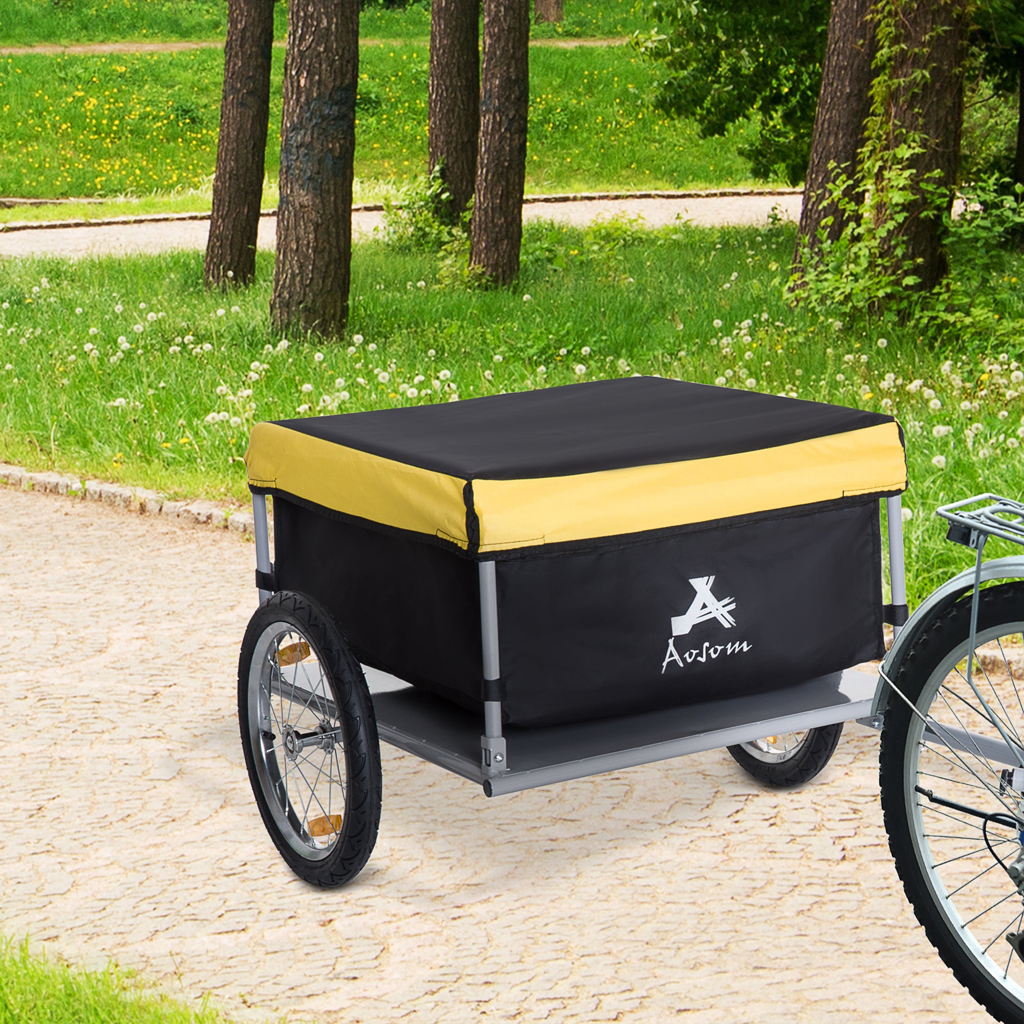 ኣኦሶም ብሽክለታ ተጎታች ጭነት ትራይለር ኣታኽልቲ ኣገልግሎት ጋሪ ተሸካሚ መሳርሒ ቢጫ