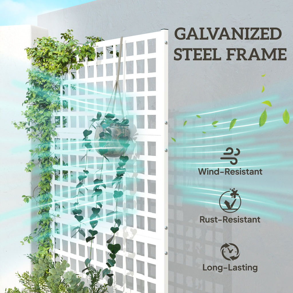 Galvanized Raised Garden Bed Planter Box with Trellis for Climbing Plants, Vegetable, Vines, 35" x 16" x 70", Black