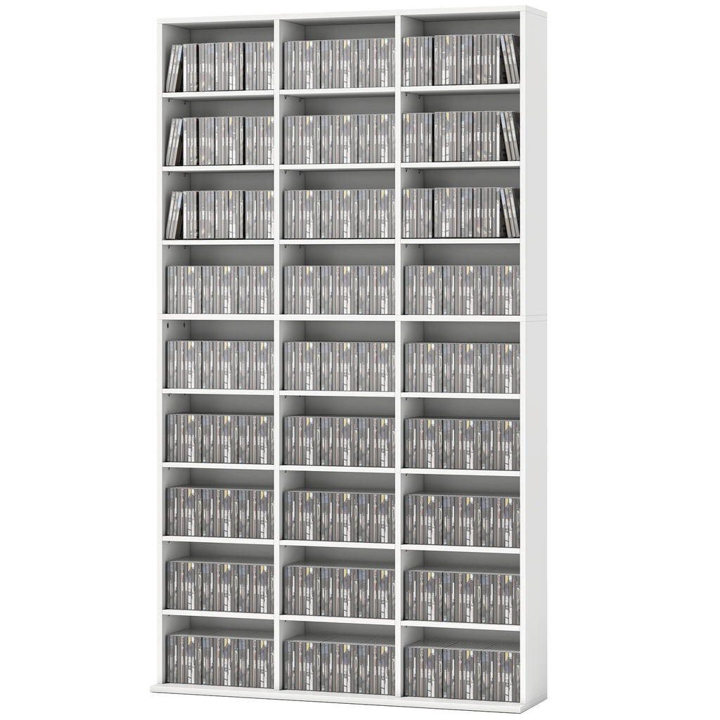 Media Storage Cabinet, 8-Tier DVD Shelf with 18 Adjustable Shelves, Holds 1032 CDs, 594 DVDs or Blu-rays, Black