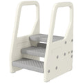 Qaba Adjustable Height Toddler Step Stool with Handle & Foot Pads, Grey