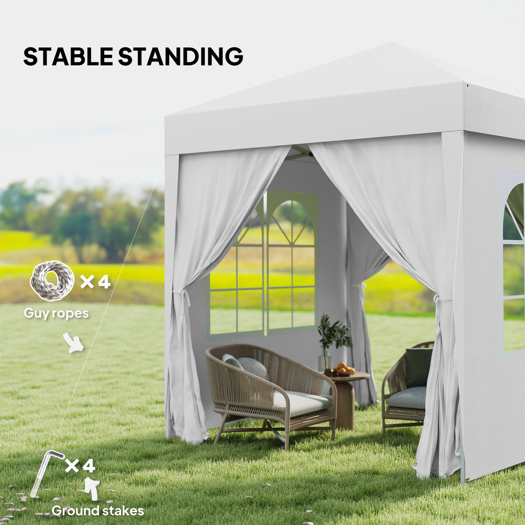 6.6'x6.6' Pop Up Canopy Tent with Sidewalls, Instant Sun Shelter Camping Gazebo with Carry Bag, Grey