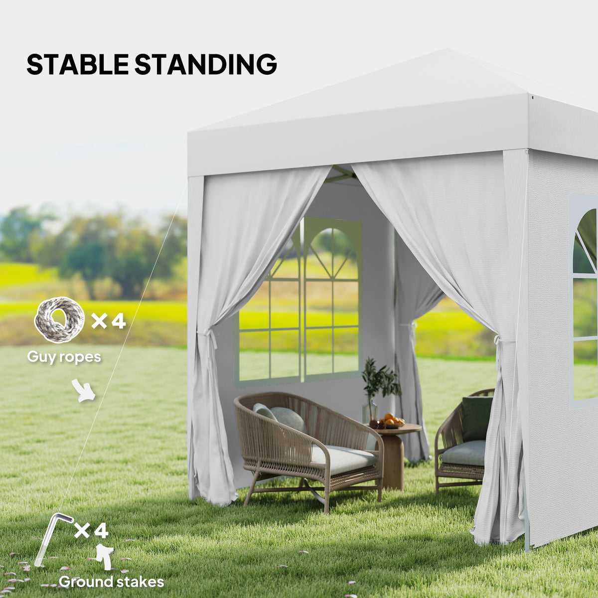 6.6'x6.6' Pop Up Canopy Tent with Sidewalls, Instant Sun Shelter Camping Gazebo with Carry Bag, Grey