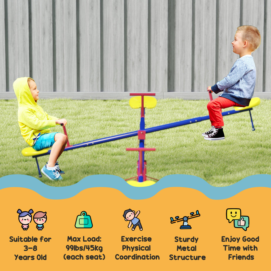 Kids Metal Seesaw Teeter Totter Children's Playground Equipment for Garden Outdoor Indoor Swing, 4 Seats