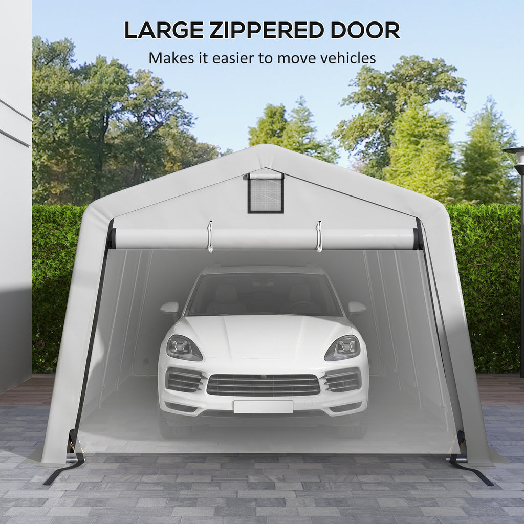 12' x 20' Portable Garage, Heavy Duty Carport Canopy with Ventilation Windows and Large Roll-up Door, Black