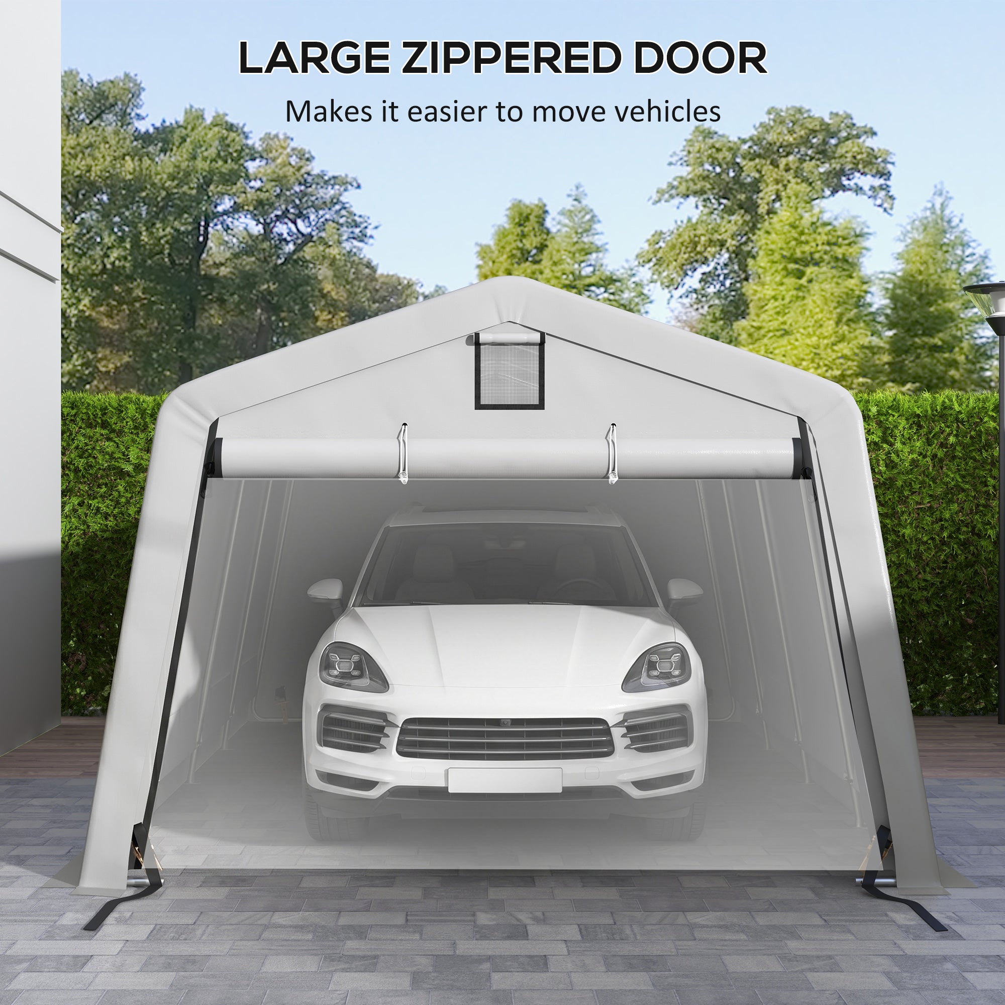 12' x 20' Portable Garage, Heavy Duty Carport Canopy with Ventilation Windows and Large Roll-up Door, Black