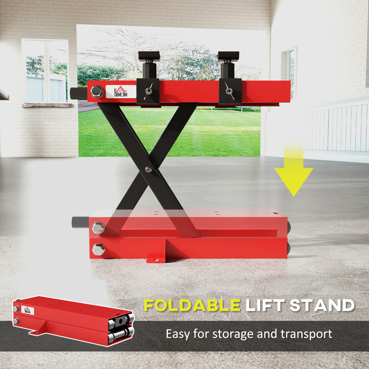 Motorcycle Scissor Lift Jack, 1100 lbs ATV Dirt Bike Stand, 3.7-15.7" Adjustable Height, Red