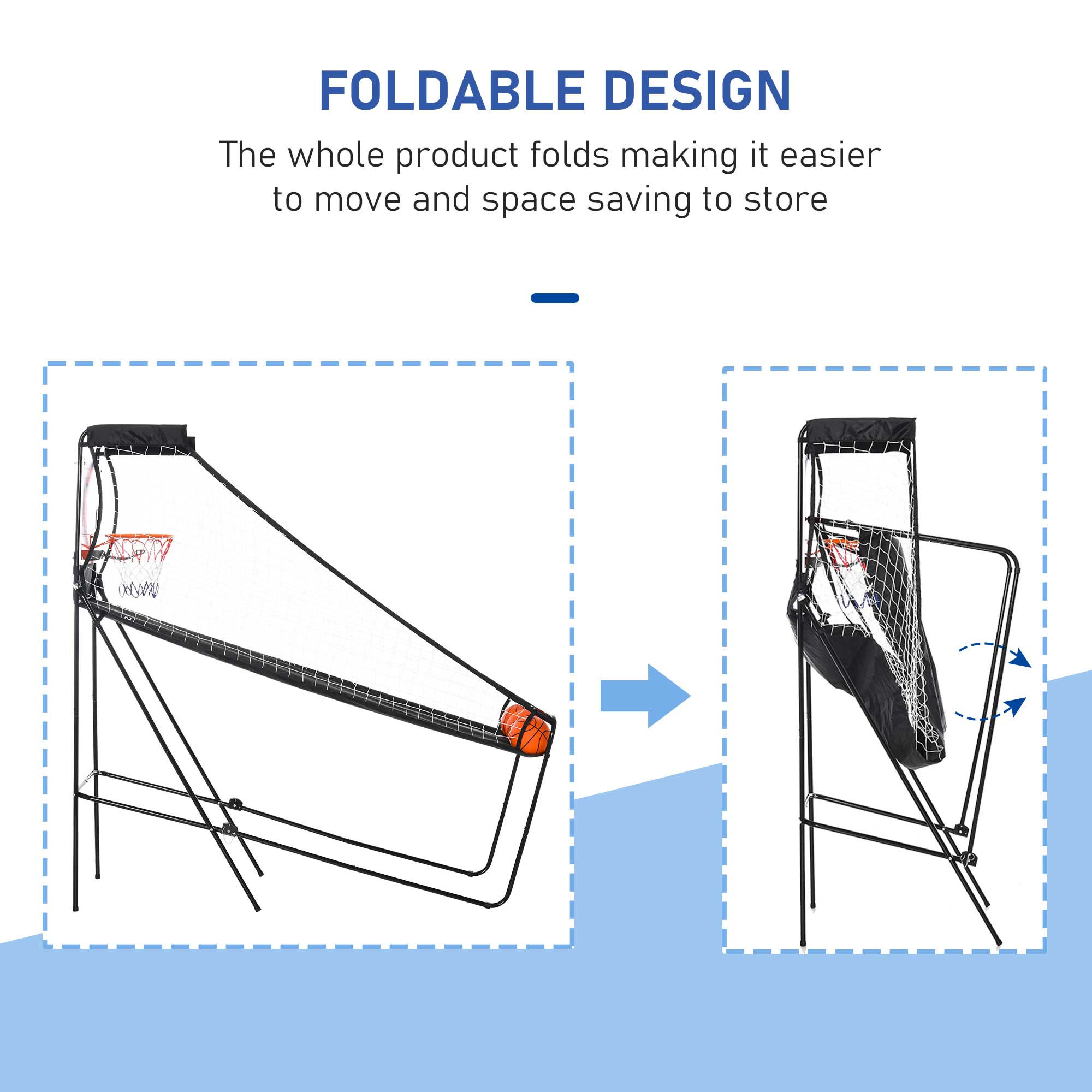 ሶዚየር ባስክትቦል ሁፕ ኣርኬድ ጸወታ ምስ ኤሌክትሮኒክ ነጥቢ ቦርድ ን1 ክሳብ 2 ተጻወትቲ፡ ጸሊም