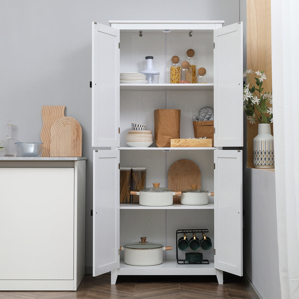 72" Freestanding Storage Cabinet, Kitchen Pantry Cabinet with Doors and Shelves for Dining Room, White