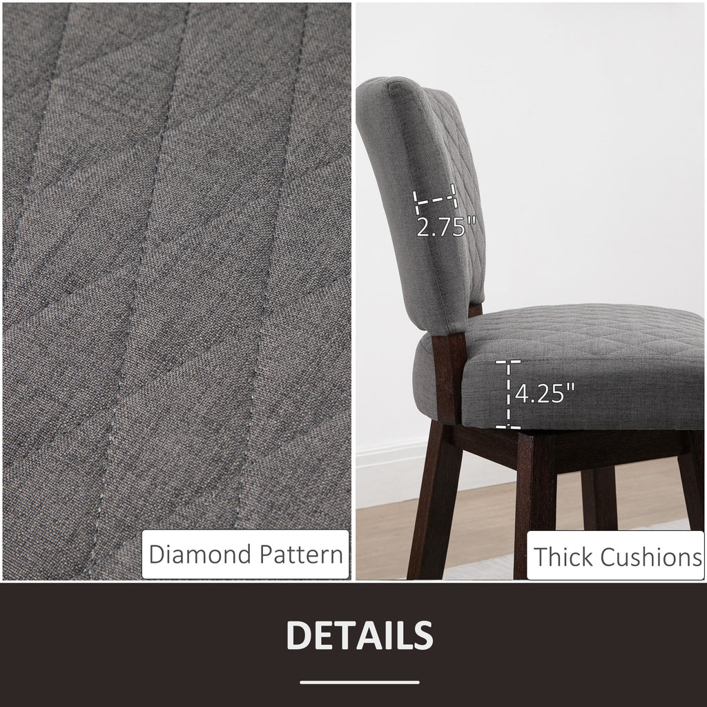 2 Pieces Swivel Bar Stools, Counter Height Stools Set of 2 with Wood Legs and Footrests for Dining Room, Dark Grey