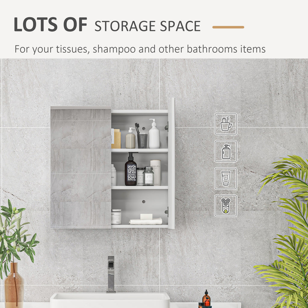 24" x 24" Medicine Cabinet, Wall Mounted Bathroom Mirror Cabinet with Mirrored Doors, Adjustable Shelves and Soft Close Mechanism, High Gloss White