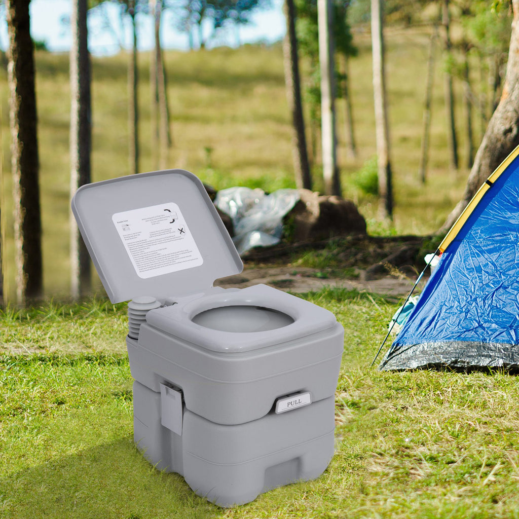 Portable Toilet for Adults, Travel Toilet with 2 Detachable Tanks, Camping Toilet for Trips, 5.3 Gallon (20L), Grey