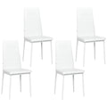 Modern Dining Chairs, Set of 4, High Back PU leather Upholstery and Metal Legs for the Living Room, Kitchen, Home Office, White