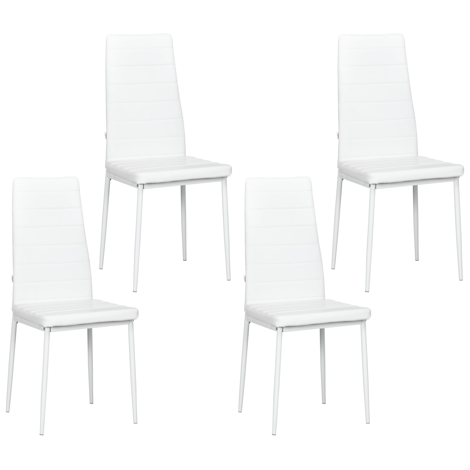 Modern Dining Chairs, Set of 4, High Back PU leather Upholstery and Metal Legs for the Living Room, Kitchen, Home Office, White