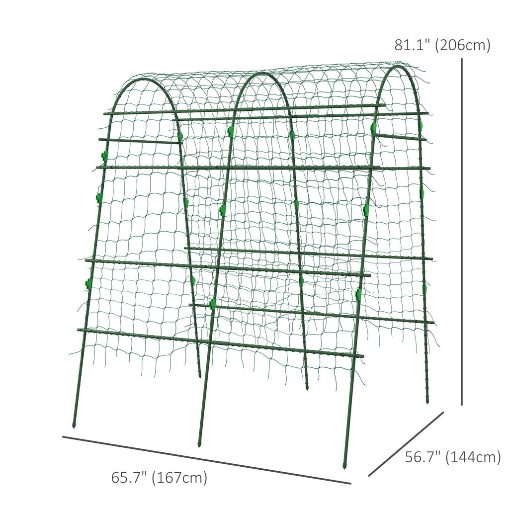 تعريشة حديقة مقوسة مع شبكة تسلق، تعريشة معدنية على شكل حرف A لنباتات الخيار والنباتات المتسلقة 57 بوصة × 66 بوصة × 81 بوصة
