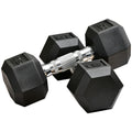Soozier Rubber Dumbbells Weight Set, Total 30lbs Dumbbell Hand Weight for Body Fitness Training for Home Office Gym, 2 x 15lbs