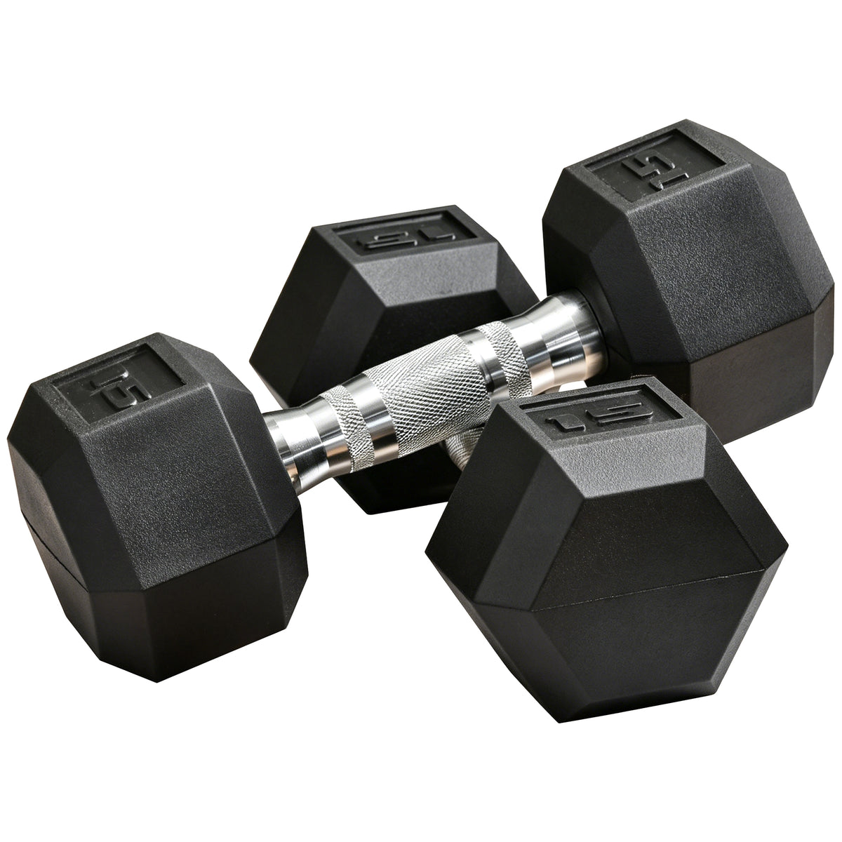 Soozier Rubber Dumbbells Weight Set, Total 30lbs Dumbbell Hand Weight for Body Fitness Training for Home Office Gym, 2 x 15lbs