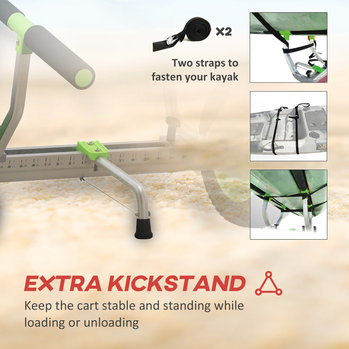 Soozier Kayak Cart Dolly Kayak Cart with Adjustable Width Green