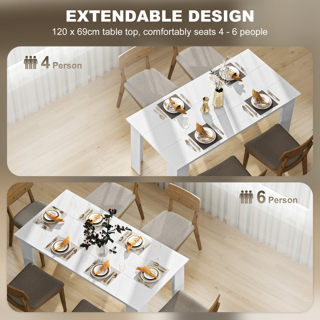47" Kitchen Table for 4-6 People, Dining Table with Wood Effect for Dining Room, Oak