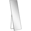 64"x20" ሙሉ ቁመት መስታወት፣ ኣብ ምድሪ ዝተቐመጠ፣ ኣብ መንደቕ ዝተሰቕለ፣ ወይ ኣብ መንደቕ ዝተደገፈ ሓደ ሓገዝ ዘለዎ ናይ ምድሪ መስታወት፣ ንድሕሪት ዝርከብ ሙሉ ቁመት መስታወት ንበዓል ቤት፣ ንሳሎን፣ ጸሊም።