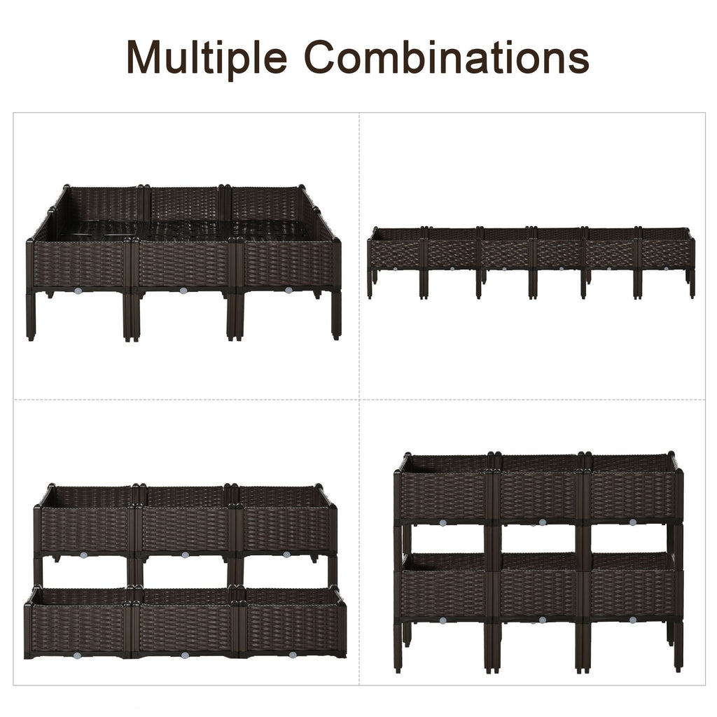 4-piece Raised Garden Bed PP Raised Flower Bed Plant Stand Stackable Vegetable Herb Grow Box