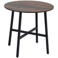 Ф31.5" Dining Room Table, Industrial Style Kitchen Table Round  with Steel Legs, Rustic Brown