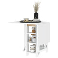 Folding Dining Table with Storage, Drop Leaf Kitchen Table for Small Spaces, White