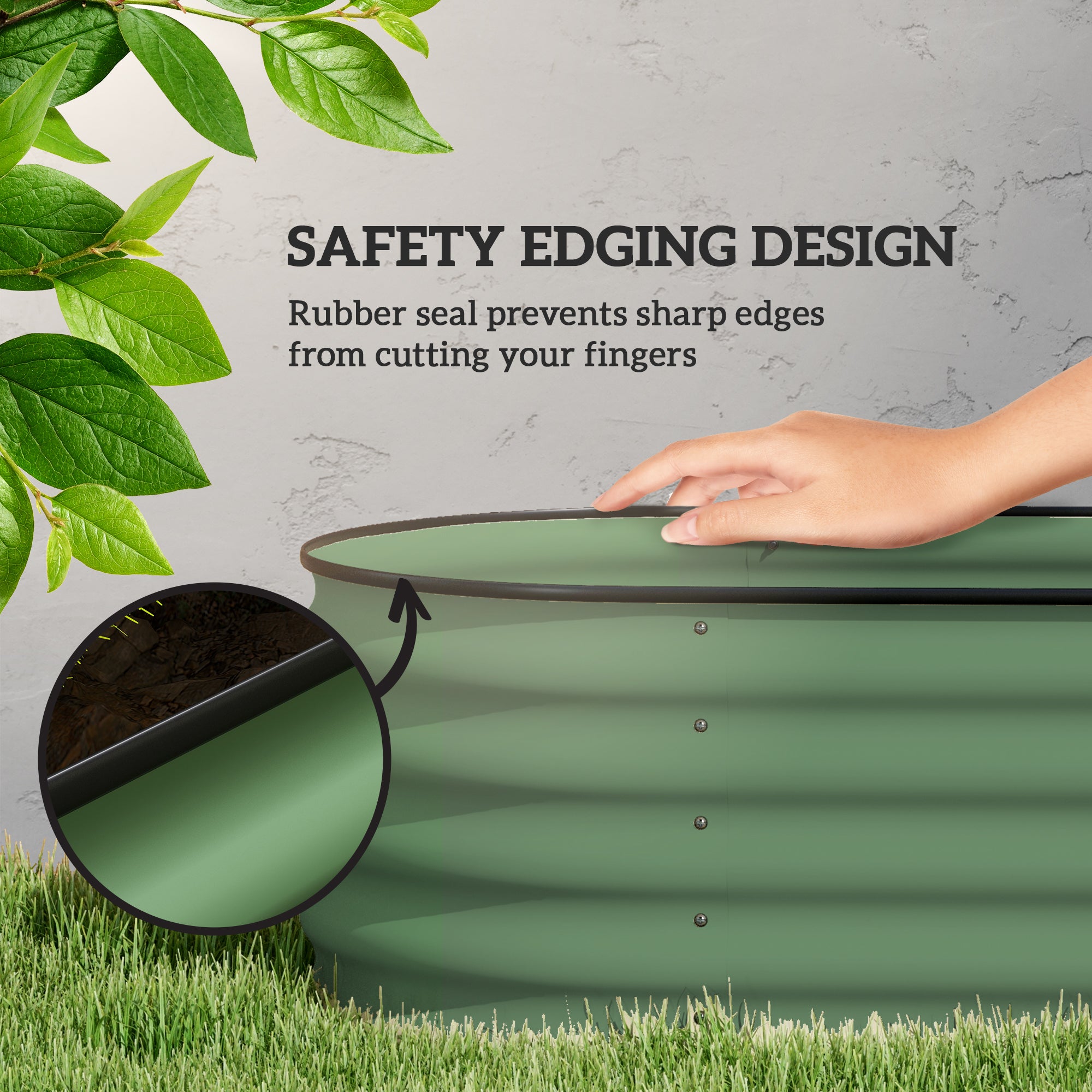 6.5 x 2 x 1.5 FT Galvanized Steel Raised Garden Bed, Metal Garden Bed Planter Box with Safety Edging, Green