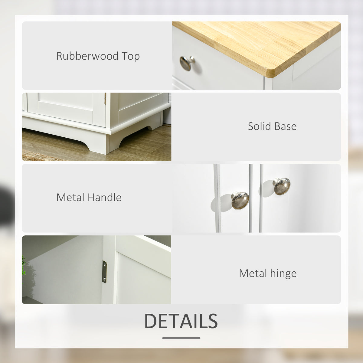 Modern Sideboard, Buffet Cabinet with Storage Cabinets, Drawers and Adjustable Shelves for Living Room, White