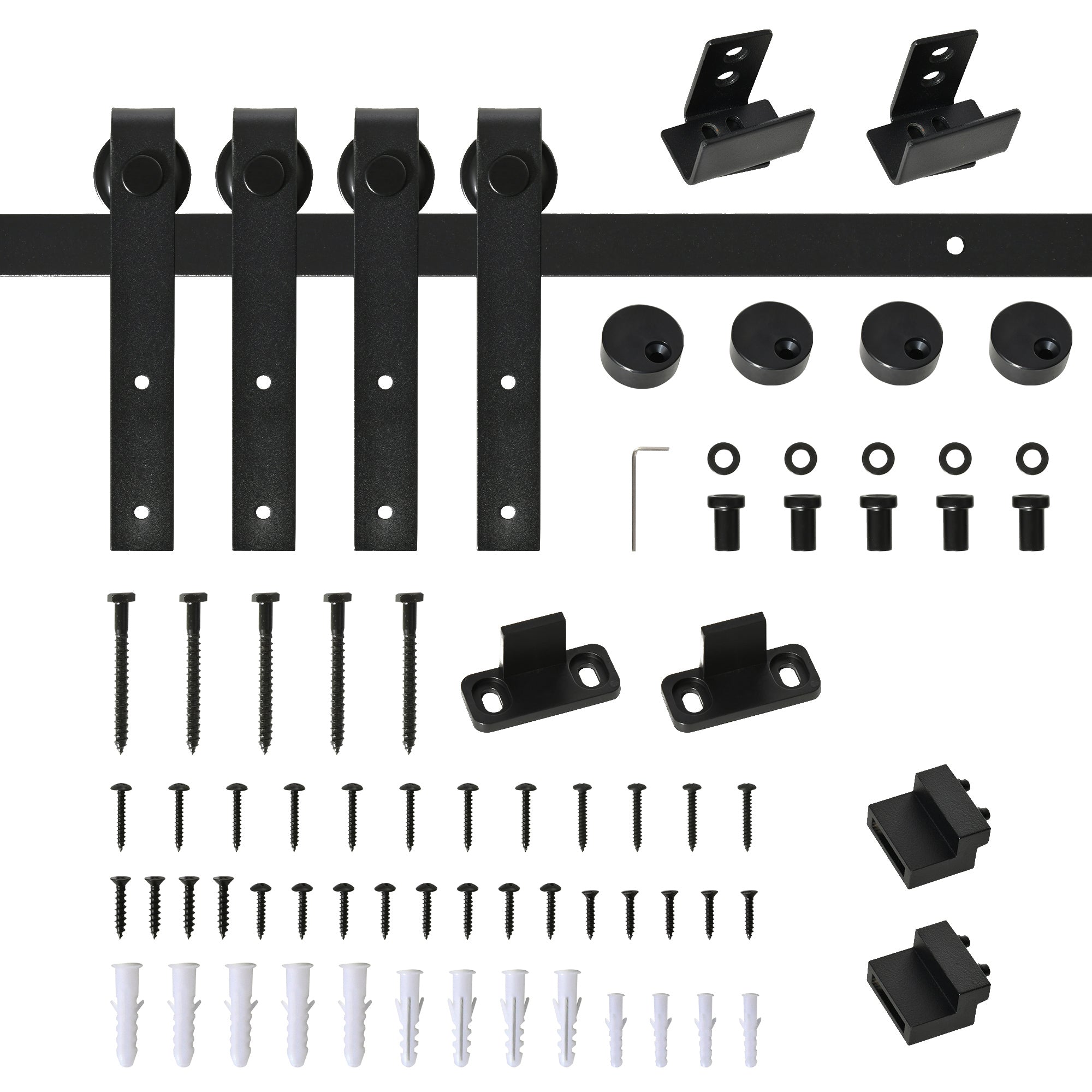 Mini Sliding Barn Door Hardware Kit for Double Doors, TV Stands, Cabinet Barn Door Hardware Kit, Fit 17.7" Wide Door Panel (J Shape), Black
