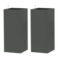 2 Pack Planter Box, 26 Inch Plastic Flower Pots with Water Level Indicator, Drainage Hole and Drain Plug, Dark Grey