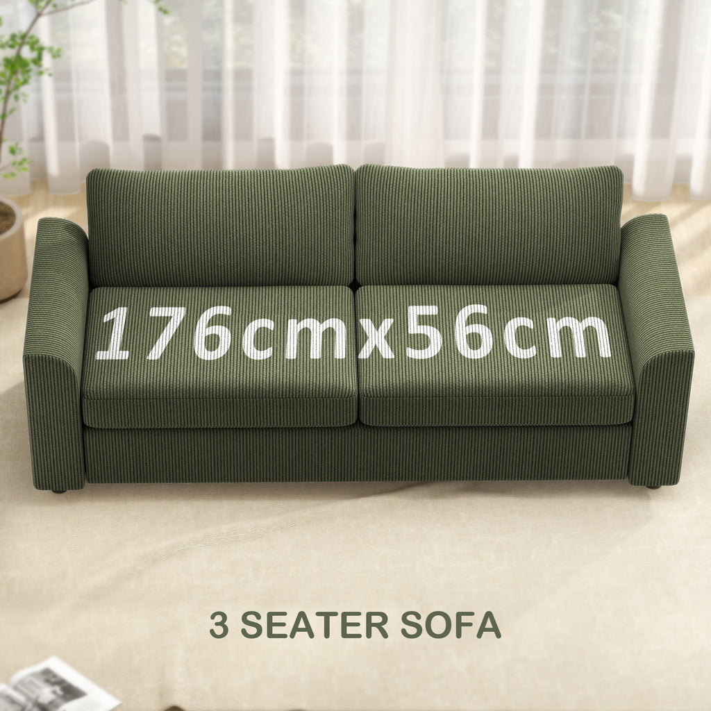 3 መንበር ሶፋ፣ 83.5" ዘመናዊ ዝተሸፈነ ኮች ምስ ኪስ ስፕሪንግን 2 ዝተበታተነ ትራስን ንክፍሊ መነበሪ፣ ሓምላይ
