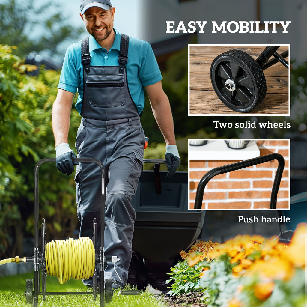98 ft of 5/8" Hose Reel Cart (Hose Not Included), Garden Water Hose Carts with Wheels for Yard, Lawn, Blue