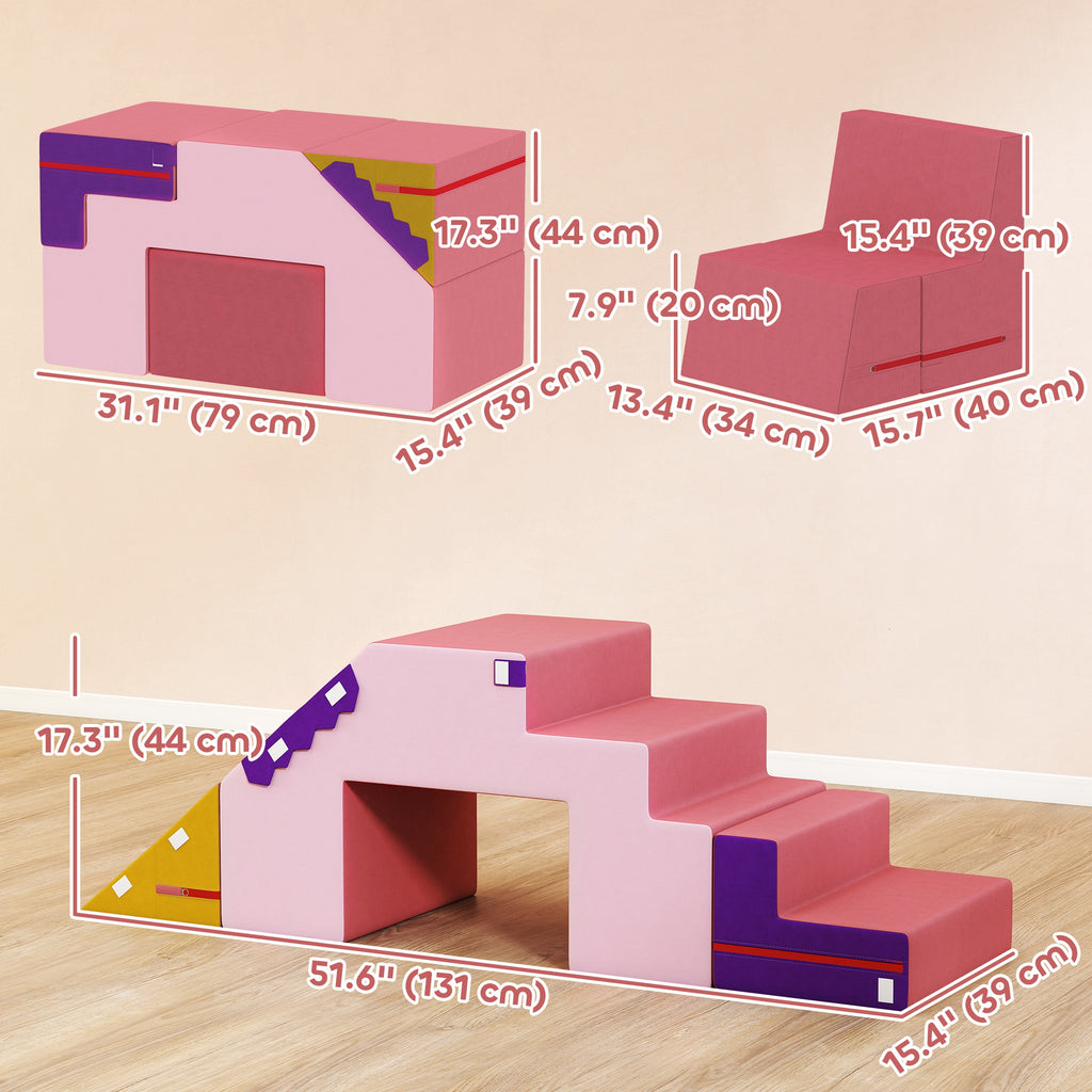 مكعبات تسلق من الفوم من قطعتين للأطفال الصغار من قبة، مع غطاء قابل للفصل، مجموعة لعب داخلية لأنشطة التسلق والزحف، وردي