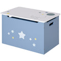 Qaba Kids Toy Storage Box, Organizer Chest with Gas Stay Bar Seating Bench, Blue