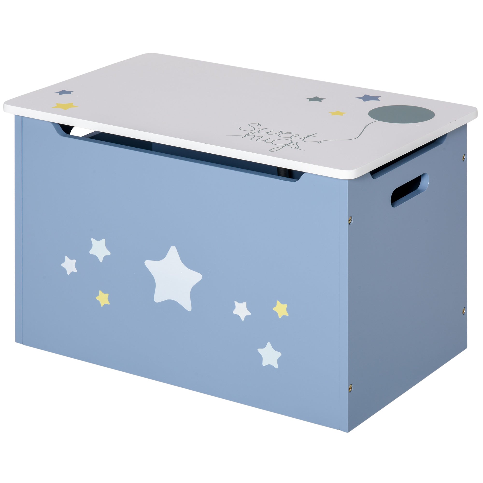 Qaba Kids Toy Storage Box, Organizer Chest with Gas Stay Bar Seating Bench, Blue