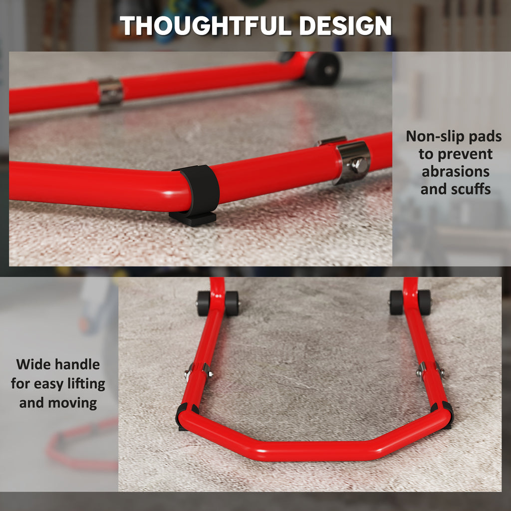 Motorcycle Stand Lift, 850 lbs Capacity Front & Rear Combo Wheel Paddock Stand Lift for Dirt Bikes, Red