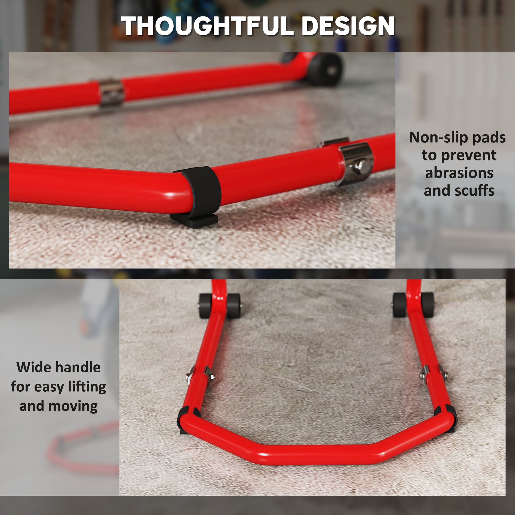 Motorcycle Stand Lift, 850 lbs Capacity Front & Rear Combo Wheel Paddock Stand Lift for Dirt Bikes, Red