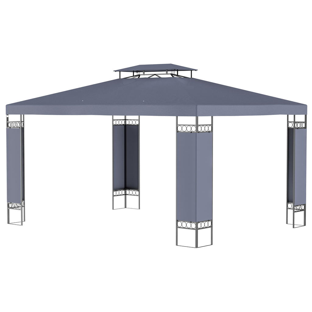 10' x 13' ደጋዊ ጋዜቦ፣ ድርብ ጣሪያ ደጋዊ ጋዜቦ ካኖፒ መከላኸሊ ምስ ስክሪን ዝሓበረ ኣእማን ፍሬም፣ ጻዕዳ