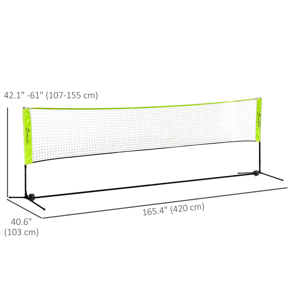 Soozier 10ft Badminton Net, Height Adjustable Outdoor Sports Net with Carry Bag, for Tennis, Pickleball and Volleyball, Yellow