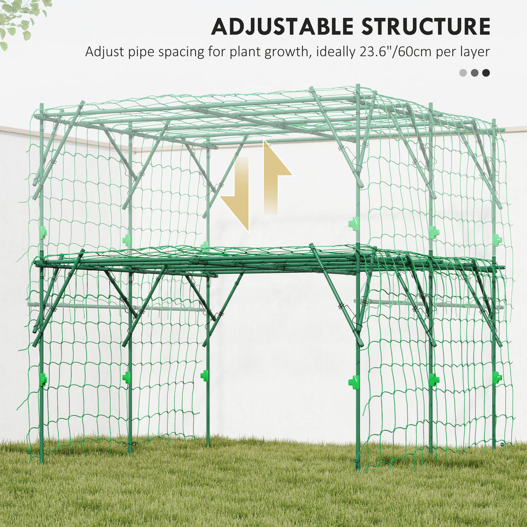 Garden Arch Cucumber Trellis for Climbing Plants, 7.3 FT Tall Metal Plant Trellis Support with Climbing Net, Black