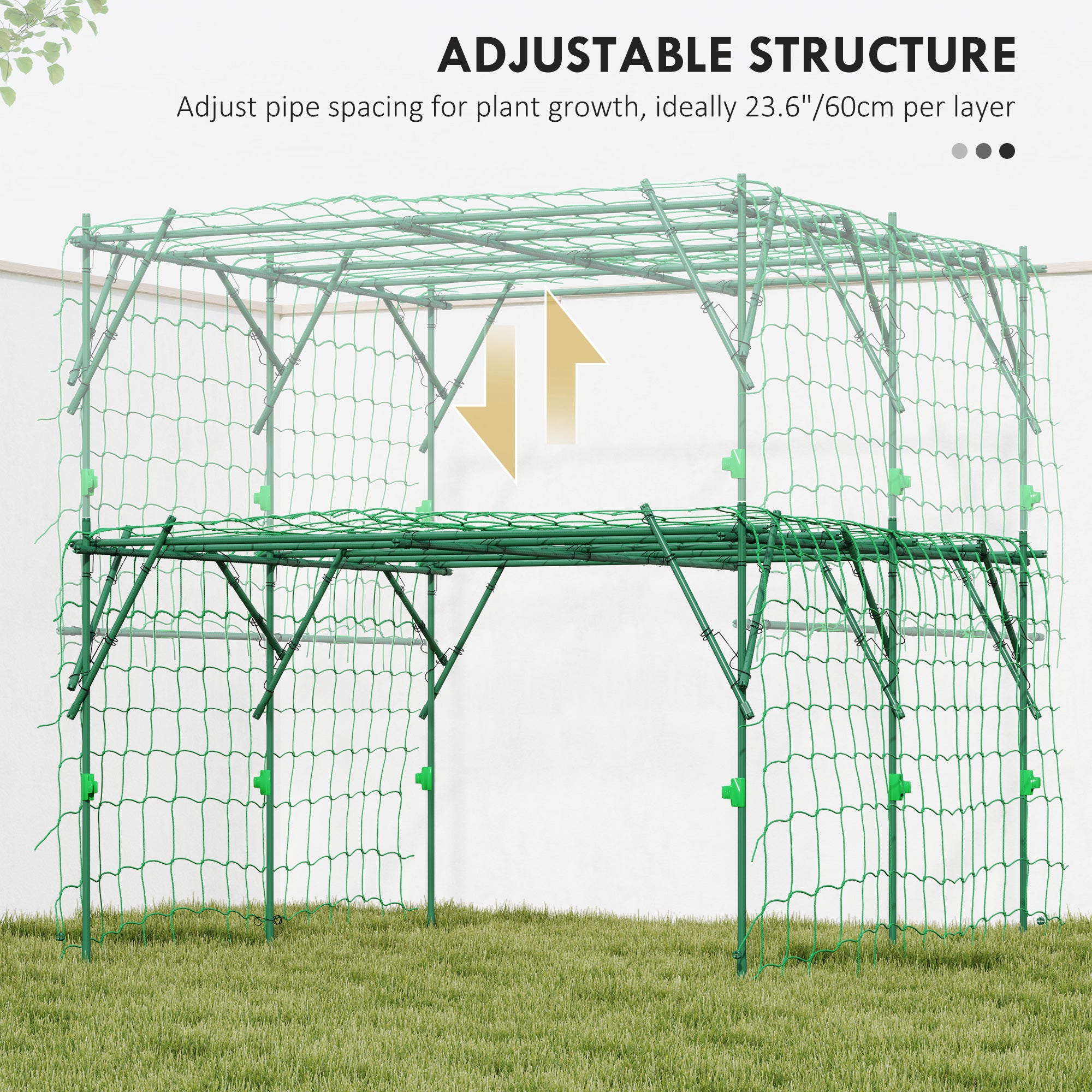 Garden Arch Cucumber Trellis for Climbing Plants, 7.3 FT Tall Metal Plant Trellis Support with Climbing Net, Black