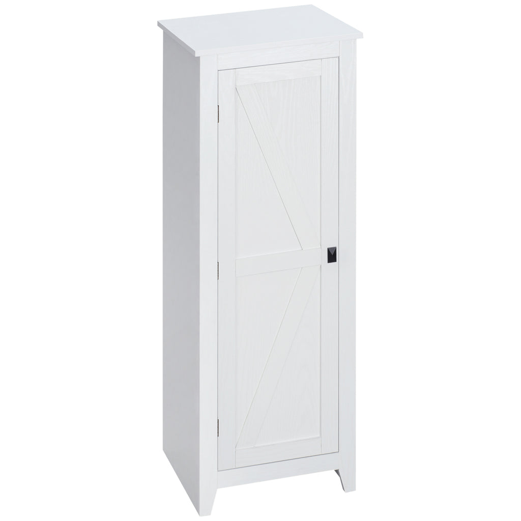 48" Farmhouse Kitchen Pantry Storage Cabinet with Barn Door, Kitchen Pantry Cabinet with Adjustable Shelves, White