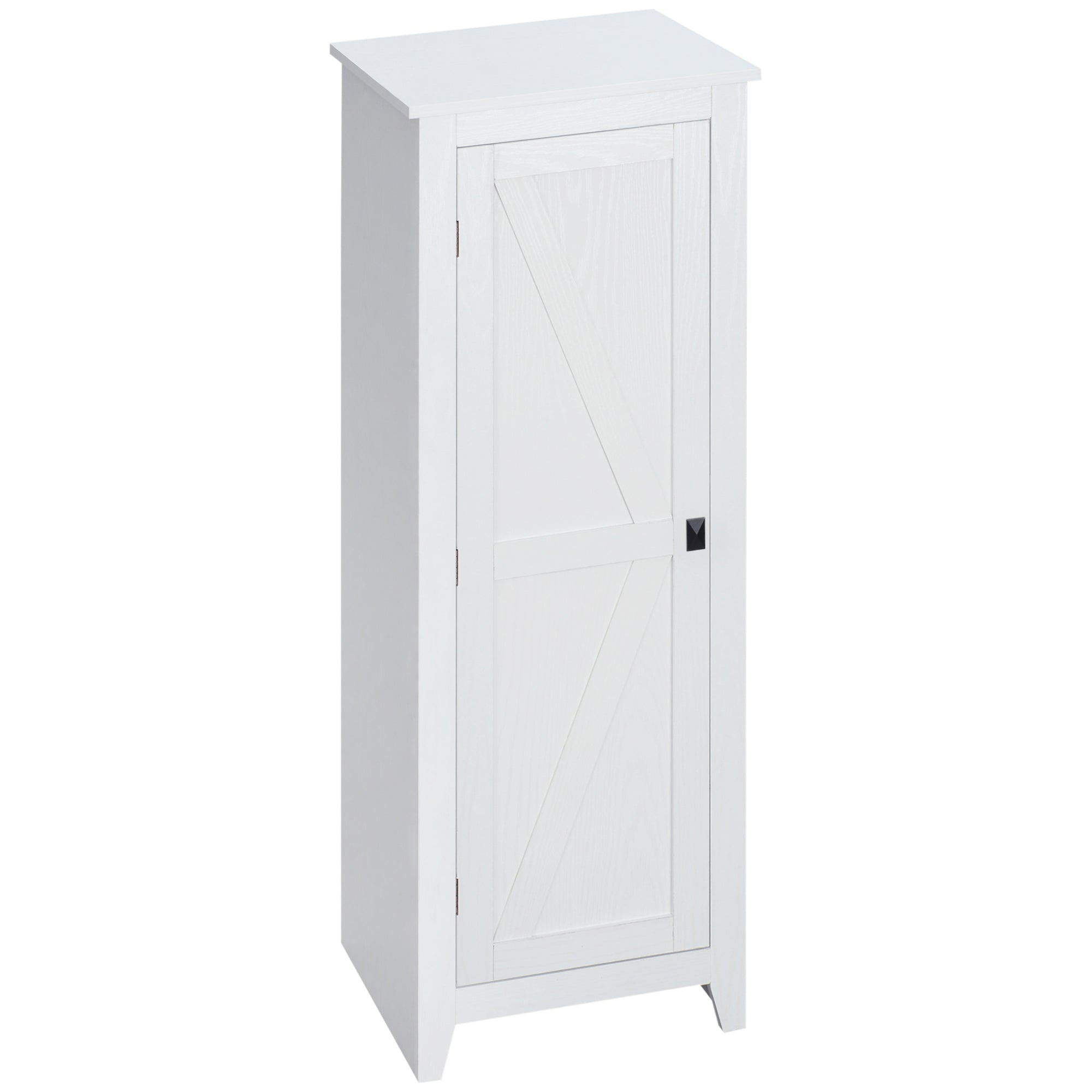 48" Farmhouse Kitchen Pantry Storage Cabinet with Barn Door, Kitchen Pantry Cabinet with Adjustable Shelves, White